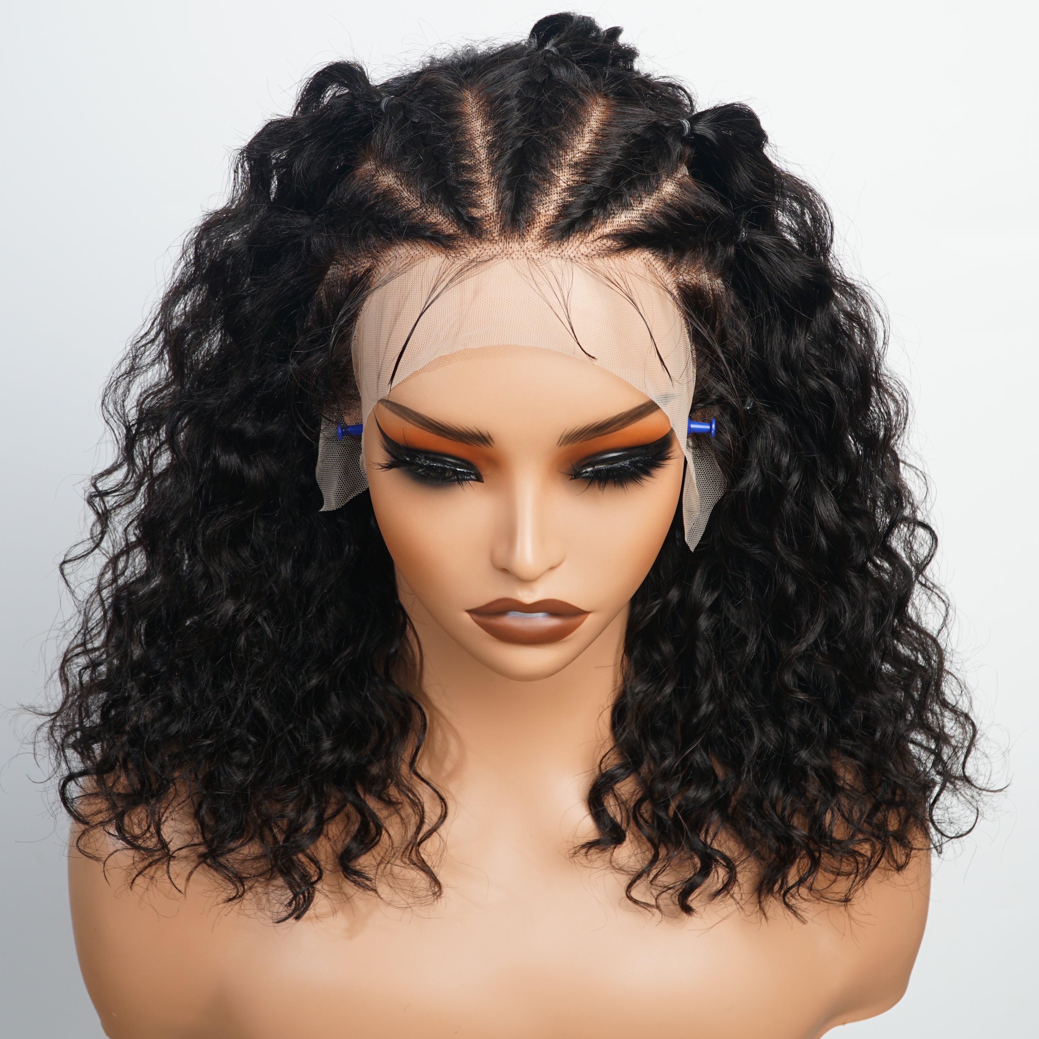 Braided Water Wave Hair 13x6  Transparent HD Lace Front Wig Glueless Long Wigs Real Human Hair Wigs For Women-Amanda Hair