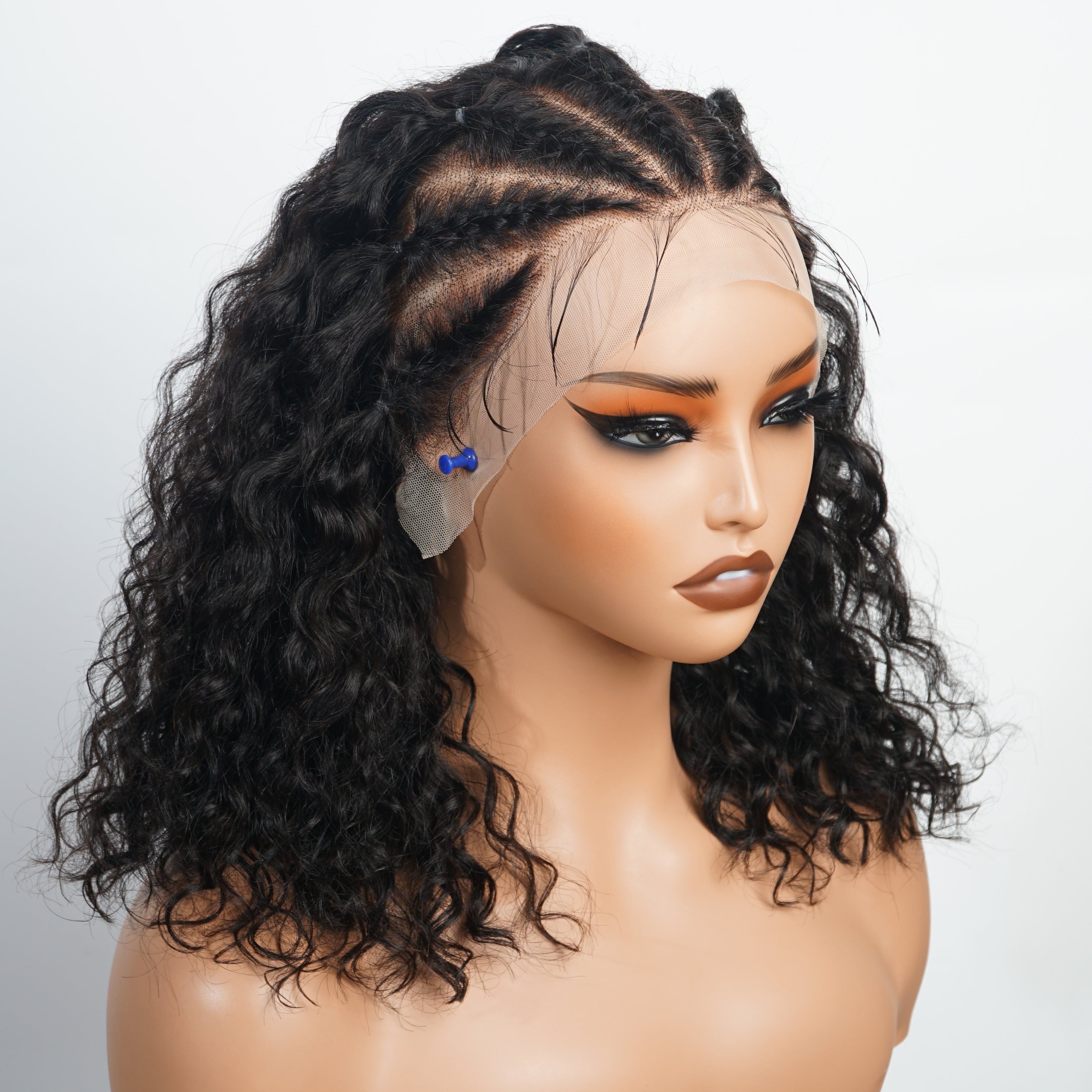 Braided Water Wave Hair 13x6  Transparent HD Lace Front Wig Glueless Long Wigs Real Human Hair Wigs For Women-Amanda Hair