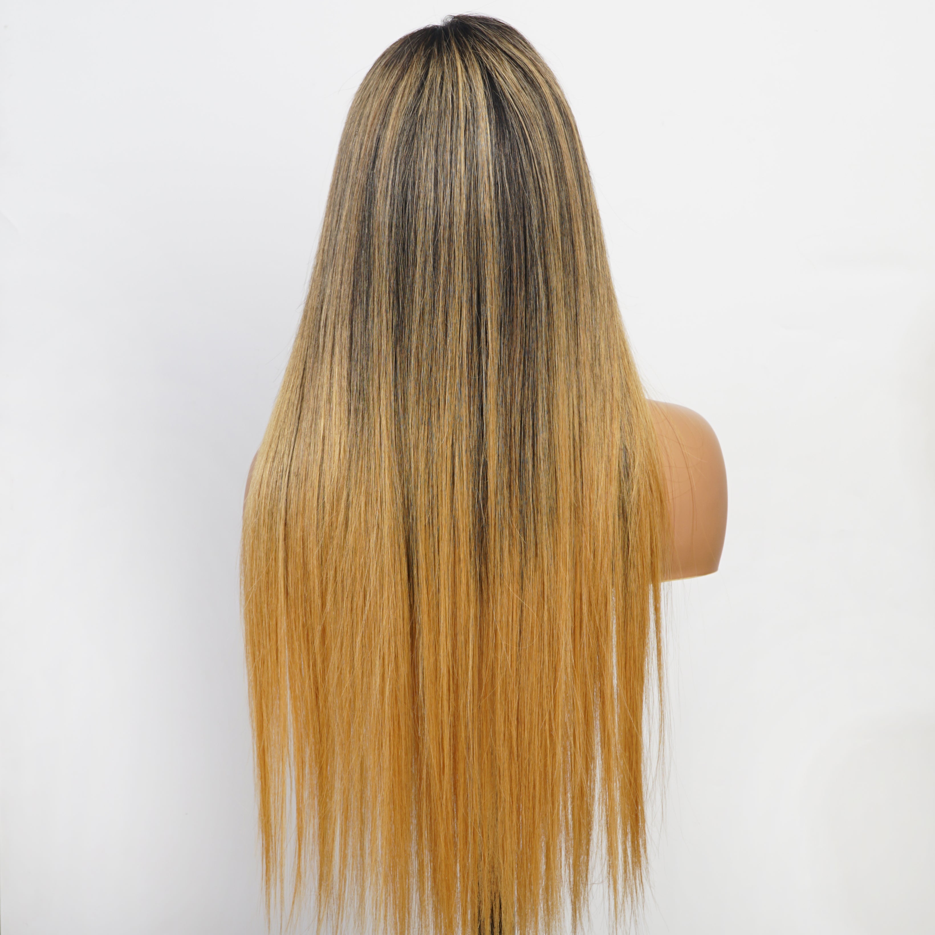 Ombre Blonde Highlight Human Hair 13x4/6x4 HD Transparent Glueless Lace Front Straight Colored Wigs-Amanda Hair