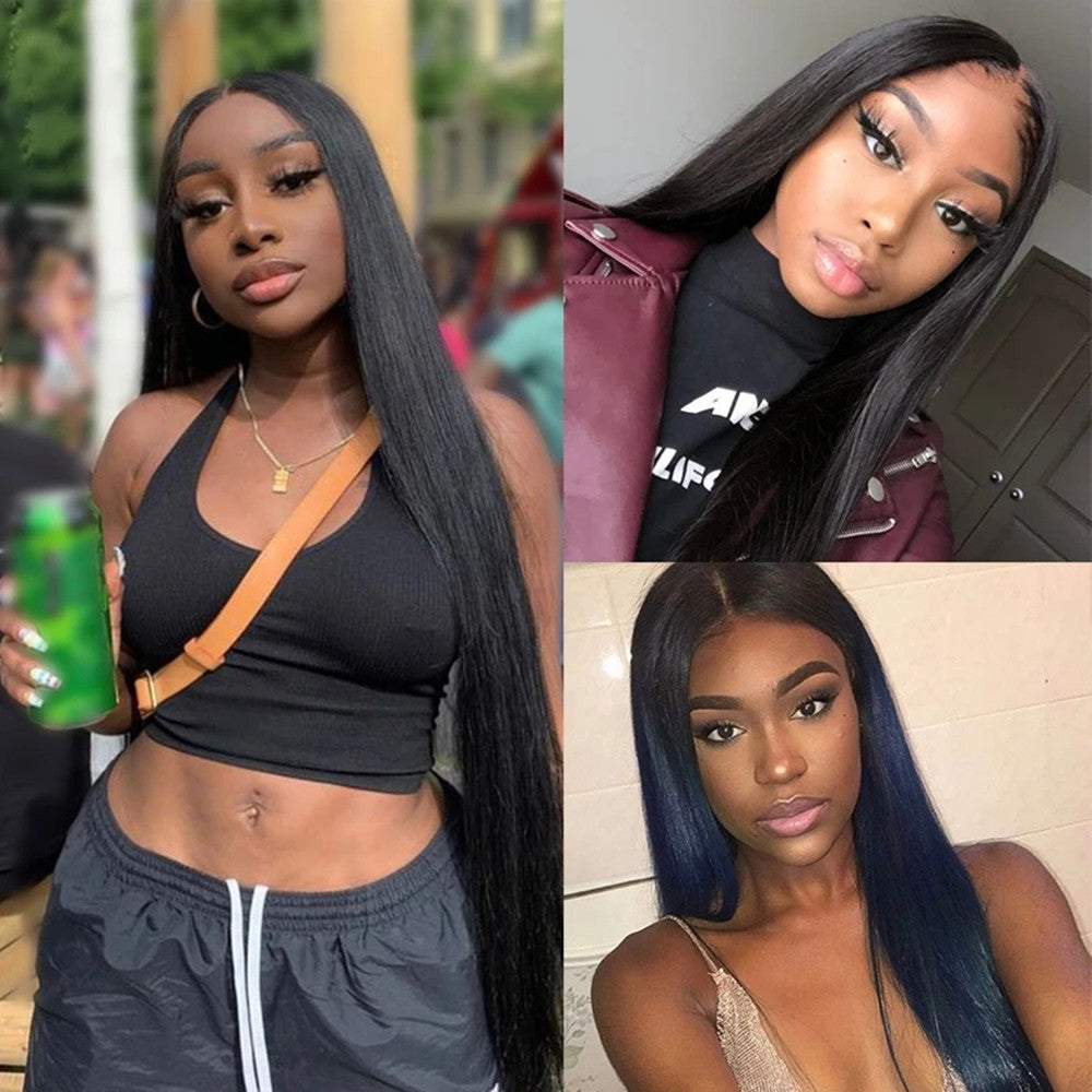 U Part Shape Leave Out Glueless Wigs Remy Brazilian Hair Straight Wig For Black Women 150% Density - Amanda Hair