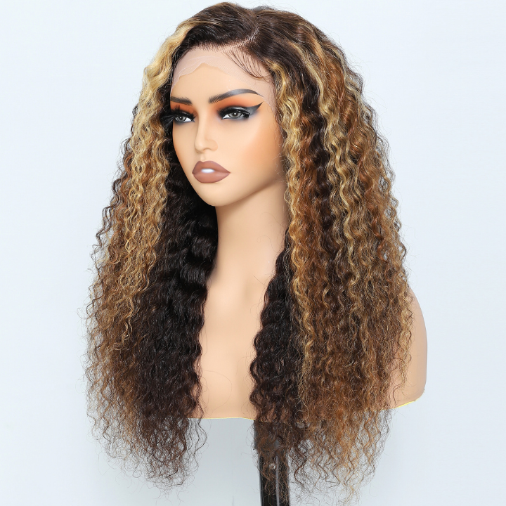 Highlight Blonde Human Hair Water Wave 7x5/13x4 HD Lace Front Wig-Amanda Hair
