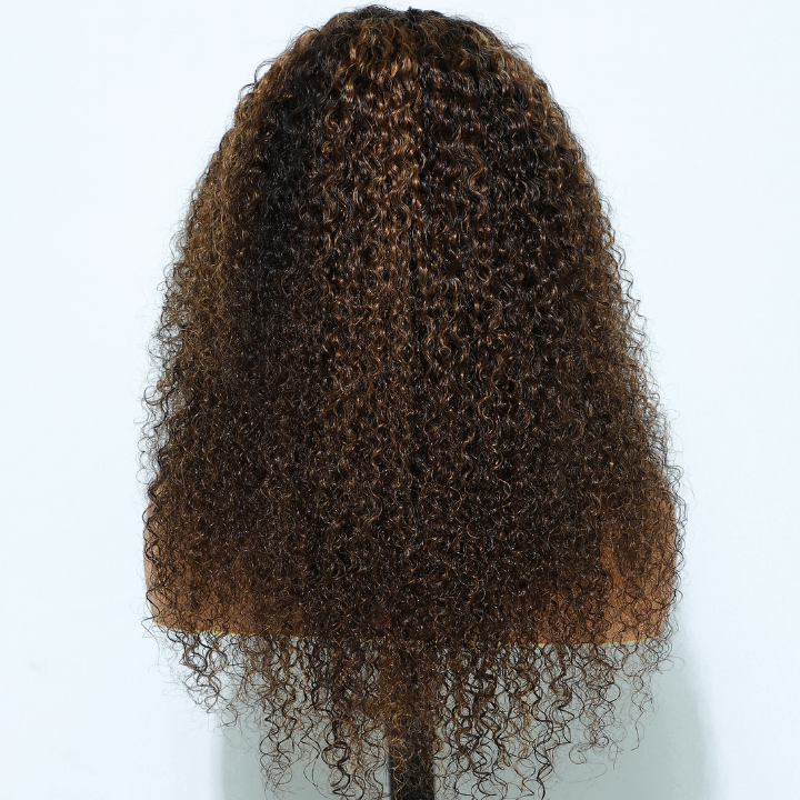Highlight Brown Glueless Curly 7*5/13*4 HD Transparent Lace Wigs Pre Plucked Hairline-Amanda Hair
