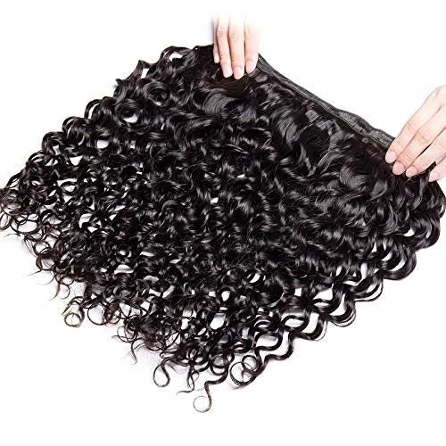 Amanda Peruvian Hair Water Wave 3 Bundles With 13*4 Lace Frontal 10A Grade 100% Remi Human Hair Attractive Curly Wave Hair