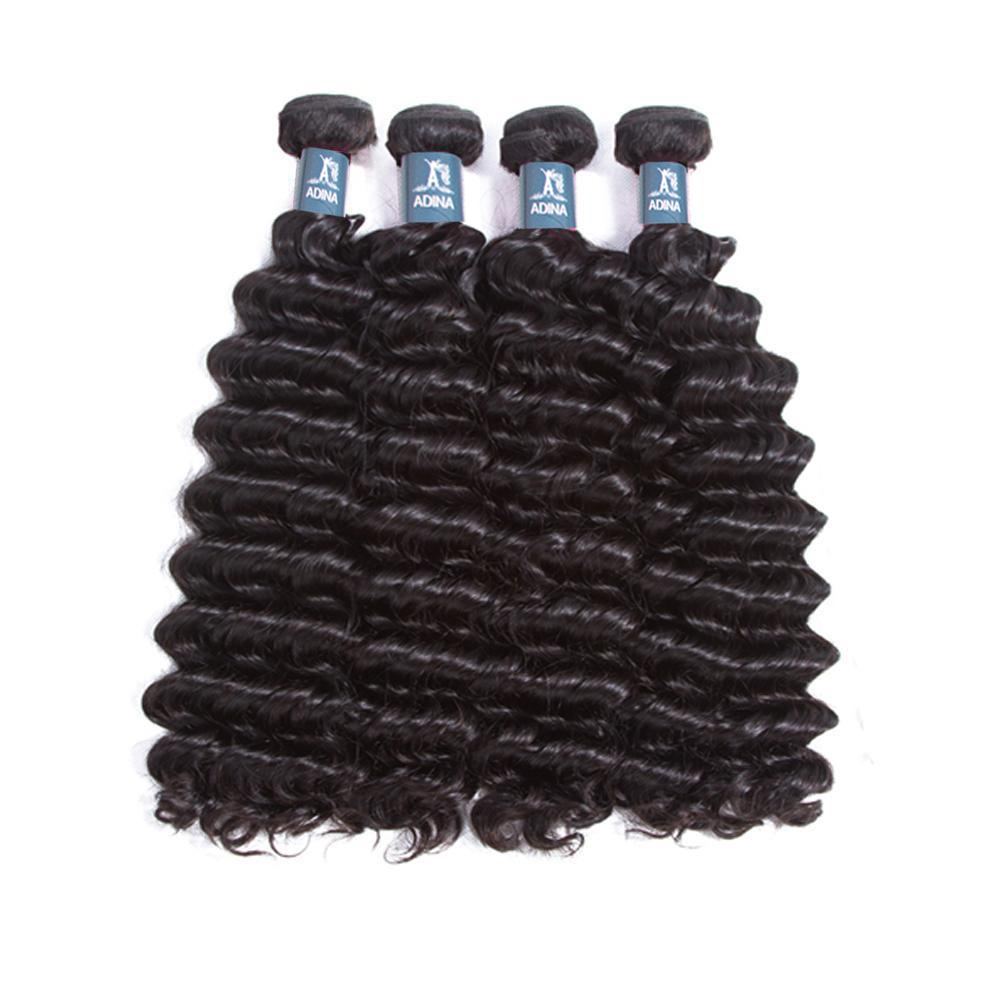 Amanda Peruvian Hair Deep Wave 4 Bundles With 13*4 Lace Frontal 9A Grade 100% Unprocessed Human Hair