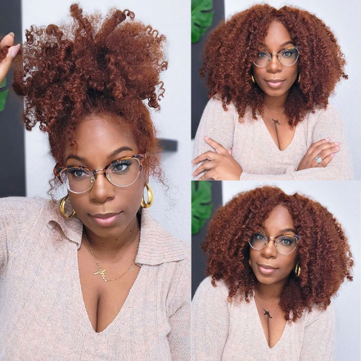 Flash Sale Buy 2 Get 1 Free Auburn Brown Glueless Lace Frontal Kinky Curly Wig