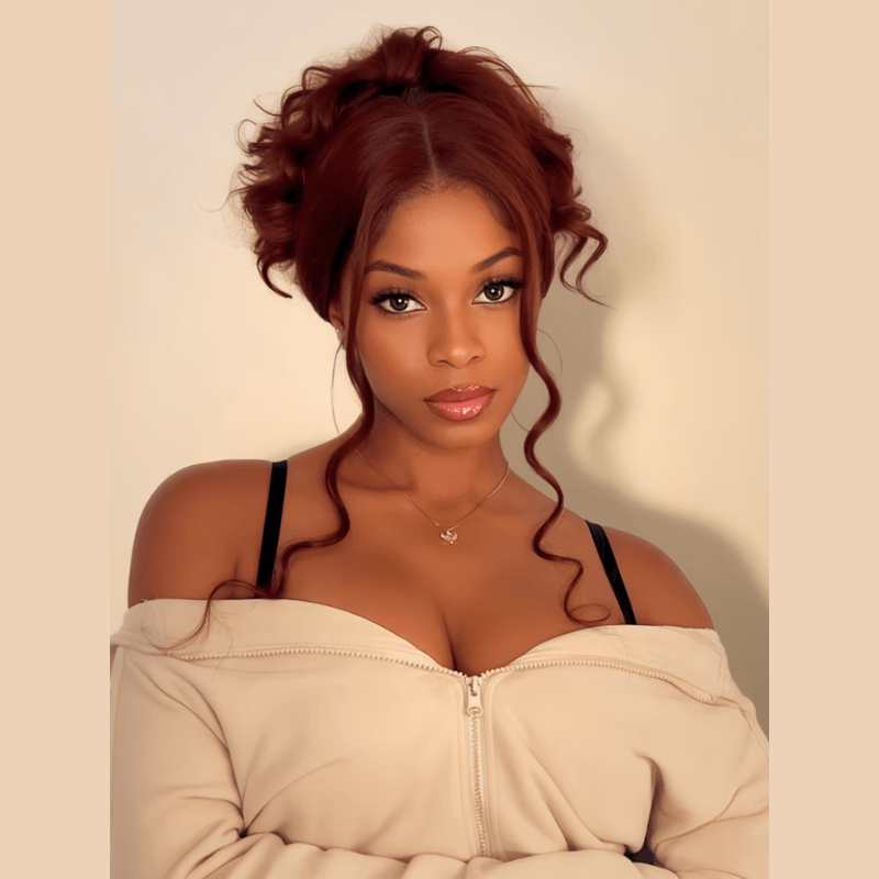 Amanda Body Wave Glueless  Reddish Brown  Natural 100% Human Hair Clear Transparent Lace Front Wigs For Women