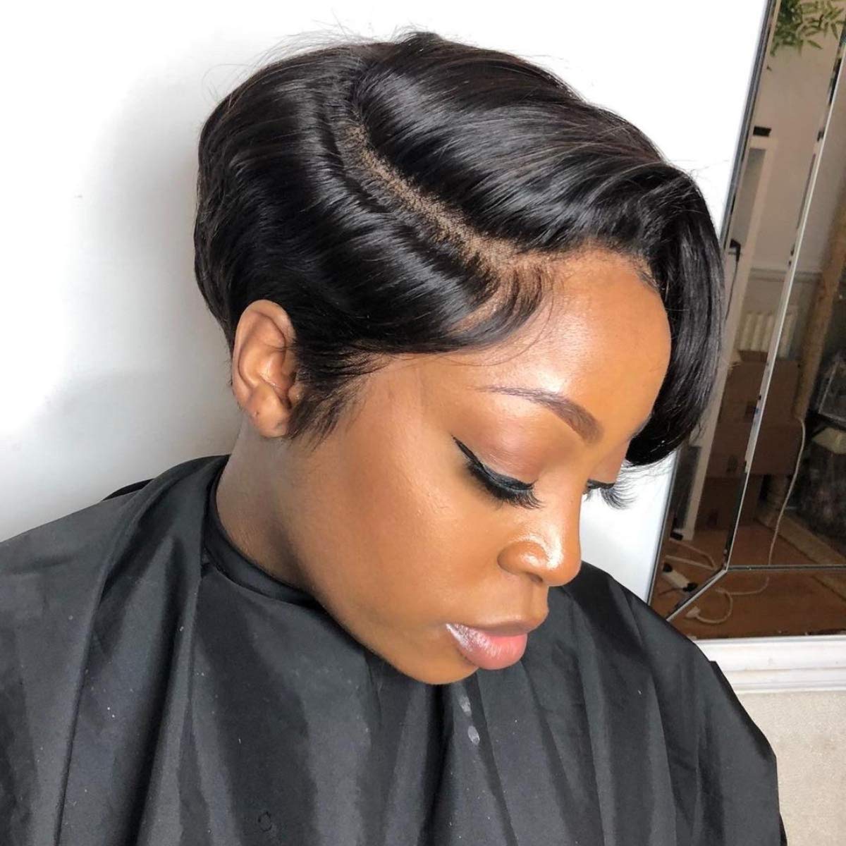 Straight Short Bob Side Part Lace Front Pixie Cut Wigs With Bang Cuticle Aligned Glueless Transparent 13*4 Lace Frontal Bob Wig - Amanda Hair