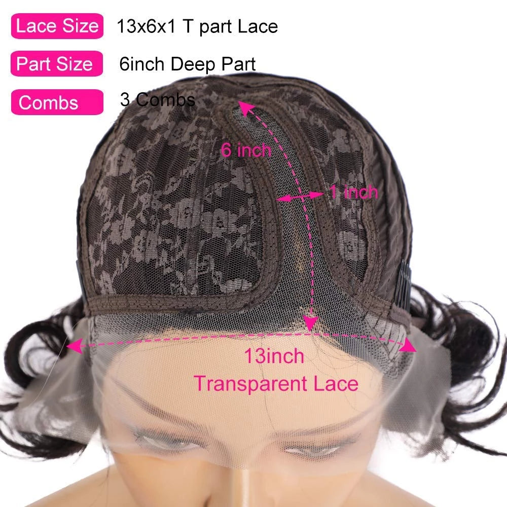 Straight Short Bob Side Part Lace Front Pixie Cut Wigs With Bang Cuticle Aligned Glueless Transparent 13*4 Lace Frontal Bob Wig - Amanda Hair