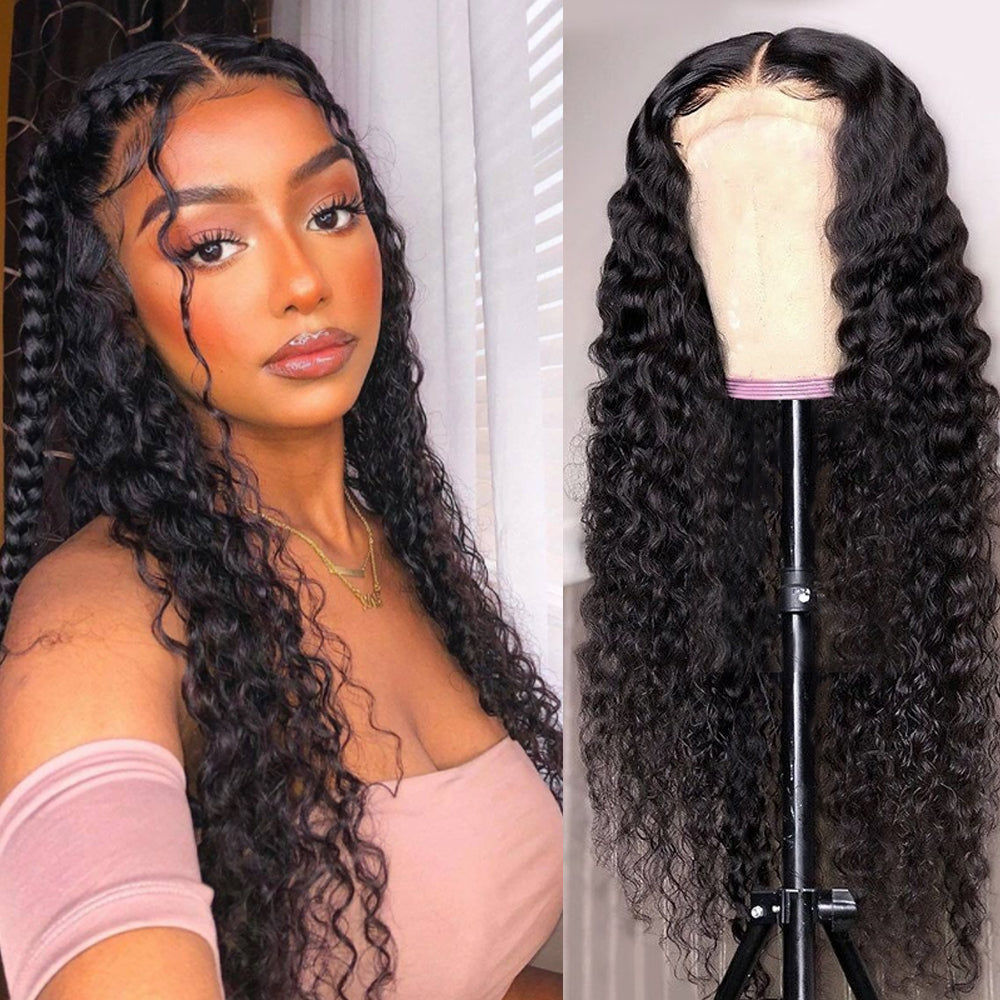 Flash Sale ：Curly Hair Transparent Lace Front Wig 13*4/4*4 Lace Frontal Clear Lace Wigs-Amanda Hair