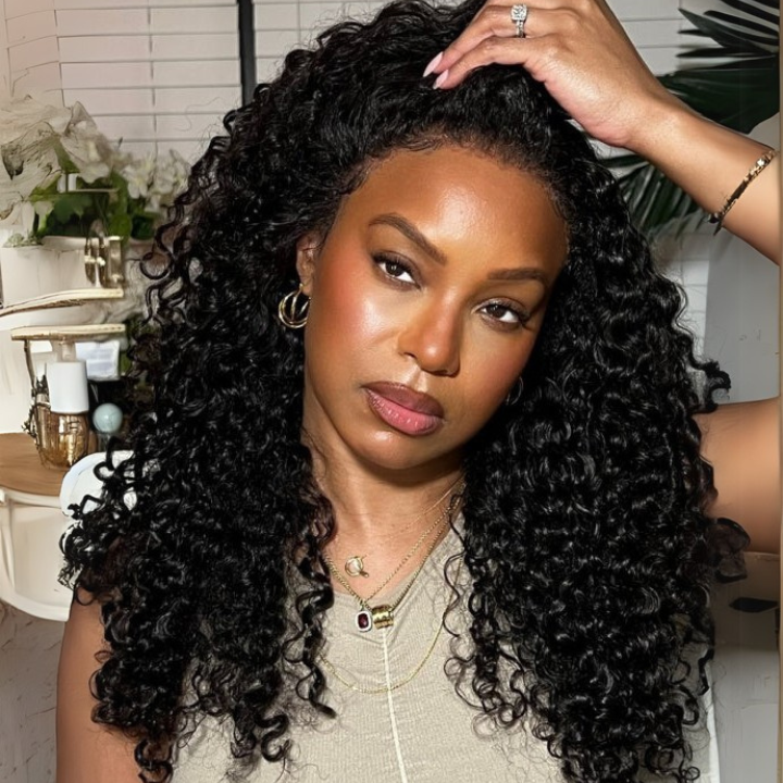 $100 Off Full $100| Deep Curly Snug Fit 360 Invisible Strap Glueless Lace Frontal Wig Flash Sale