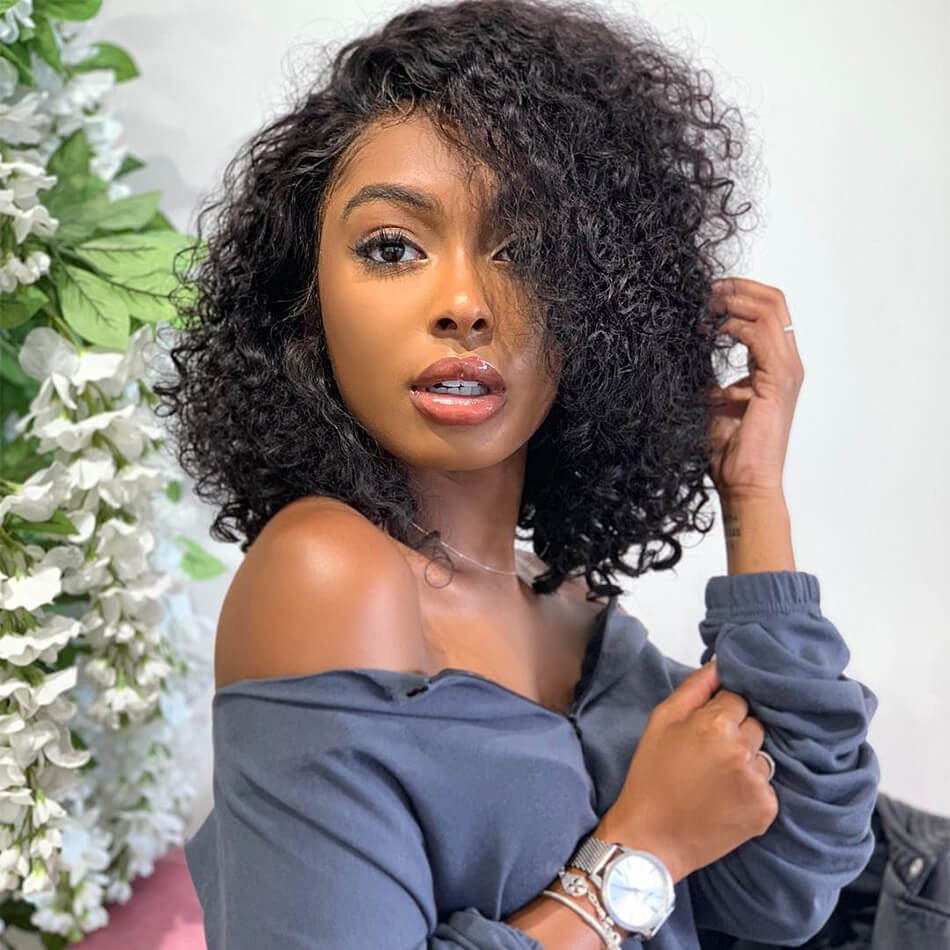 Short Curly Bob Wig 13*4/4*4 Brazilian Curly Hair Bob Wigs-Amanda Hair