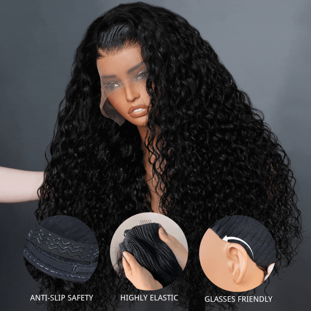 Glueless Water Wave 6x4 Lace Closure /13x4 Lace Front Wigs Transparent Lace Color Wig Plucked Hairline-Amanda Hair