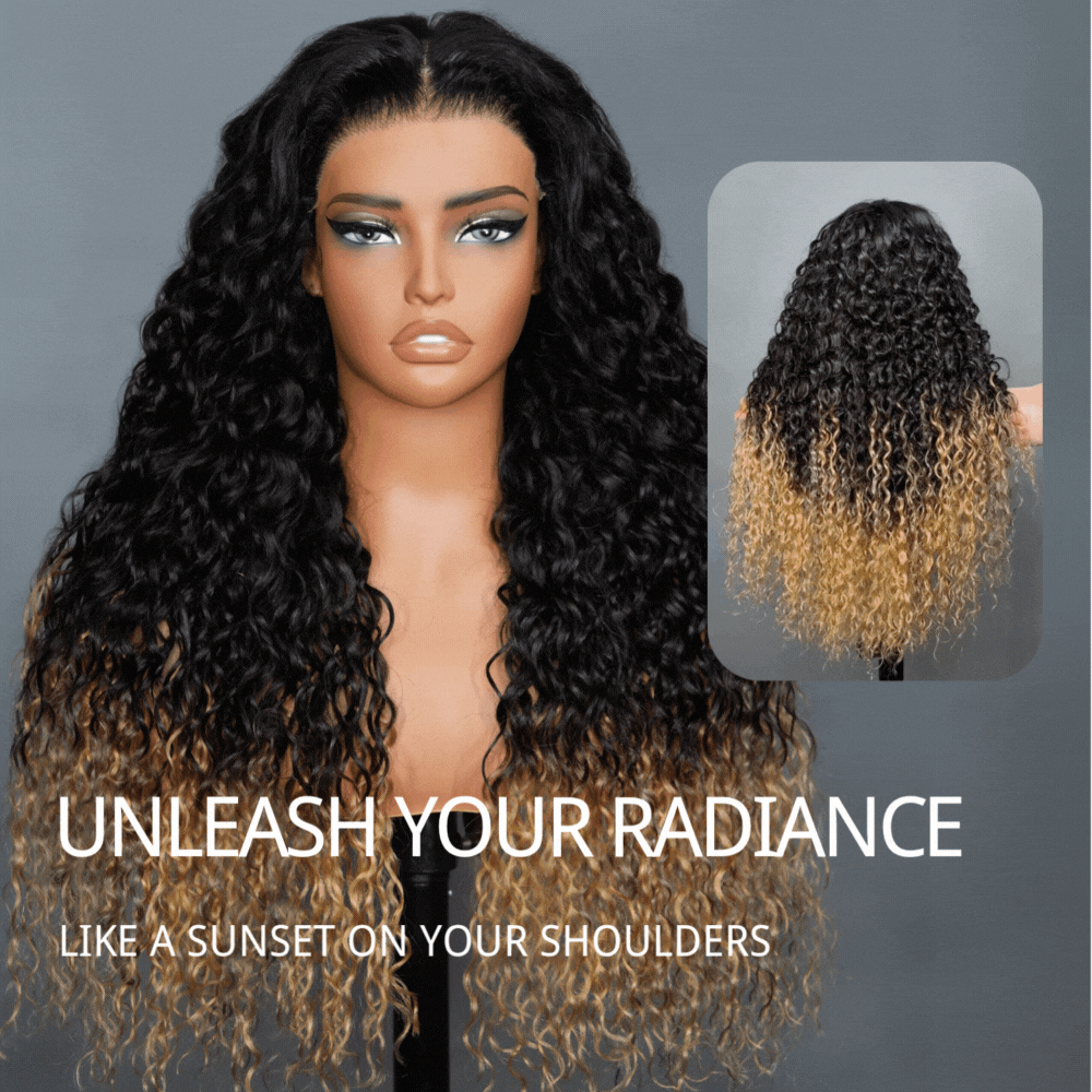 Two Tone Ombre Honey Blonde Glueless Curly Clear Transparent Lace Front Colored Wigs 100% Human Hair For Women-Amanda Hair