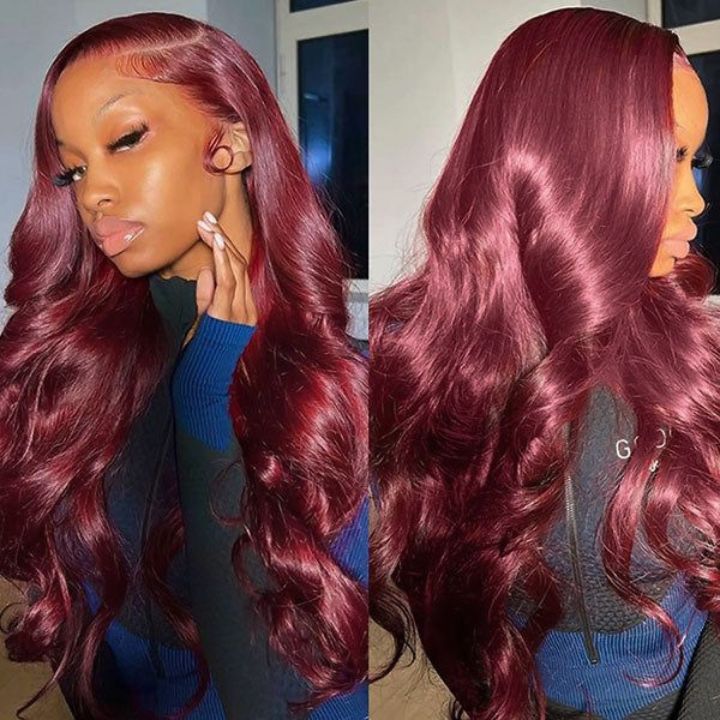 Extra 60% OFF | Burgundy Body Wave 13x4 Lace Front Wigs-Flash Sale