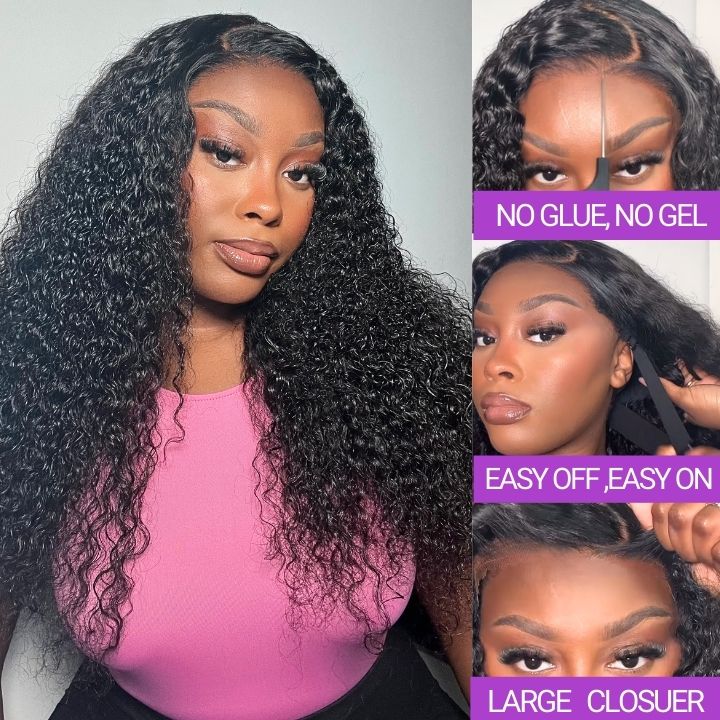 Glueless Lace Closure Long Jerry Curly Hair Wig 180% /250% Density Long Hair Curls 6X4.5 Closure Wig-Amanda Hair