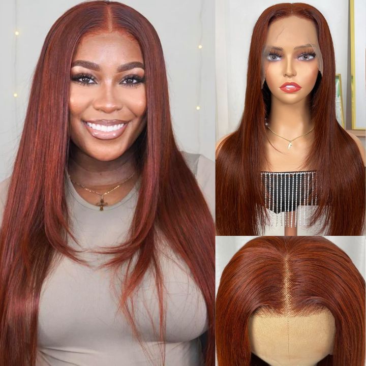 Extra 38% Off Clearance Glueless Layered Haircut Lace Closure Straight Wigs Silky Human Hair Wigs Throw On & Go Workout Wigs