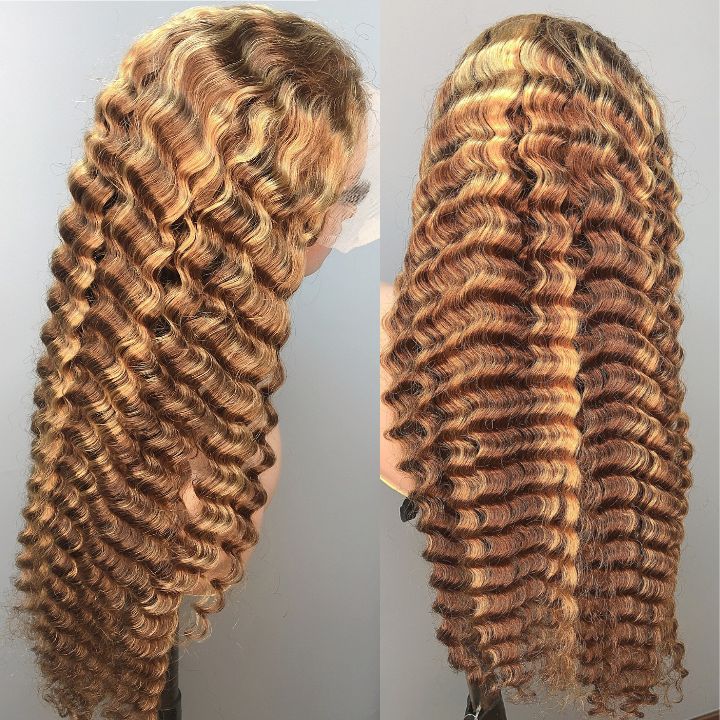 Glueless Loose Deep Wave Wigs Virgin Human Hair  Clear Transparent  Lace Front Wig Pre Plucked Hairline - Amanda Hair