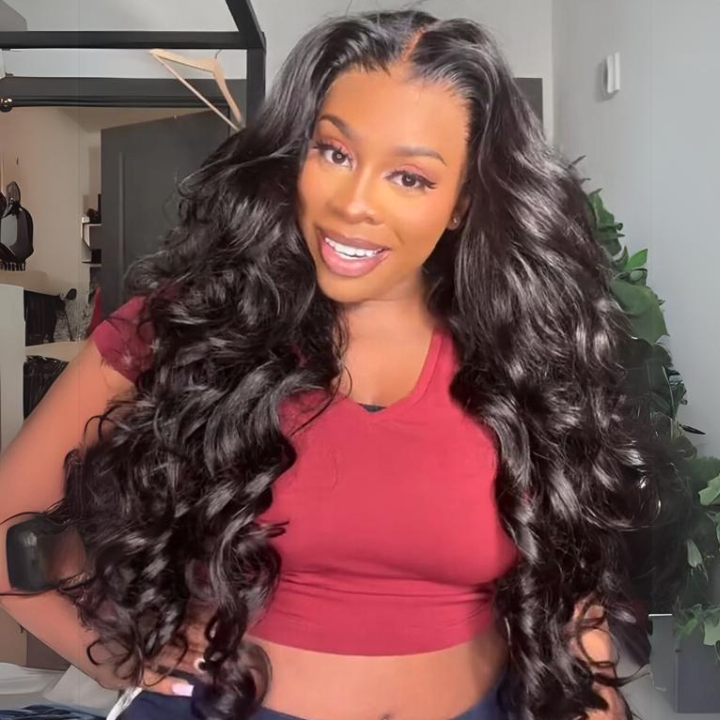 Flash Sale Buy 2 Get 1 Free Glueless Loose Wave Lace Front Wigs with Curtain Bangs 180%/250% Density