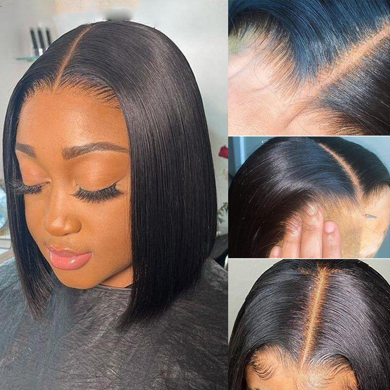 Straight Hair Bob Wigs Short Human Hair 4x4 Lace Closure Wig-Amanda Hair