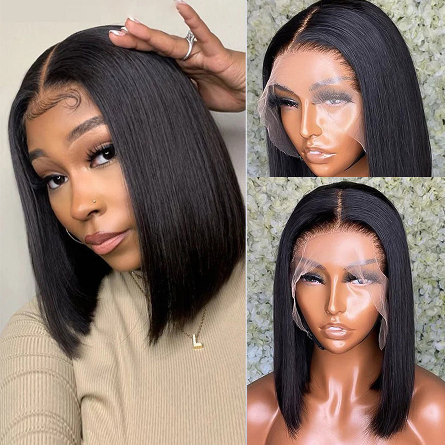 Straight Hair Short Bob T Part Lace Frontal Wig-Amanda  Hair