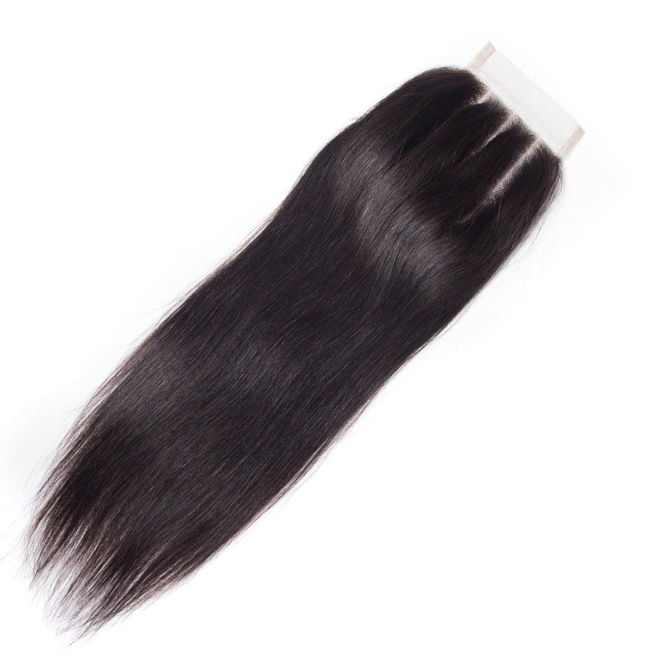 Amanda Brazilian Straight Hair Free/Middle/Three Part 100% Unprocessed Human Hair 4*4 Lace Closure 1 Piece