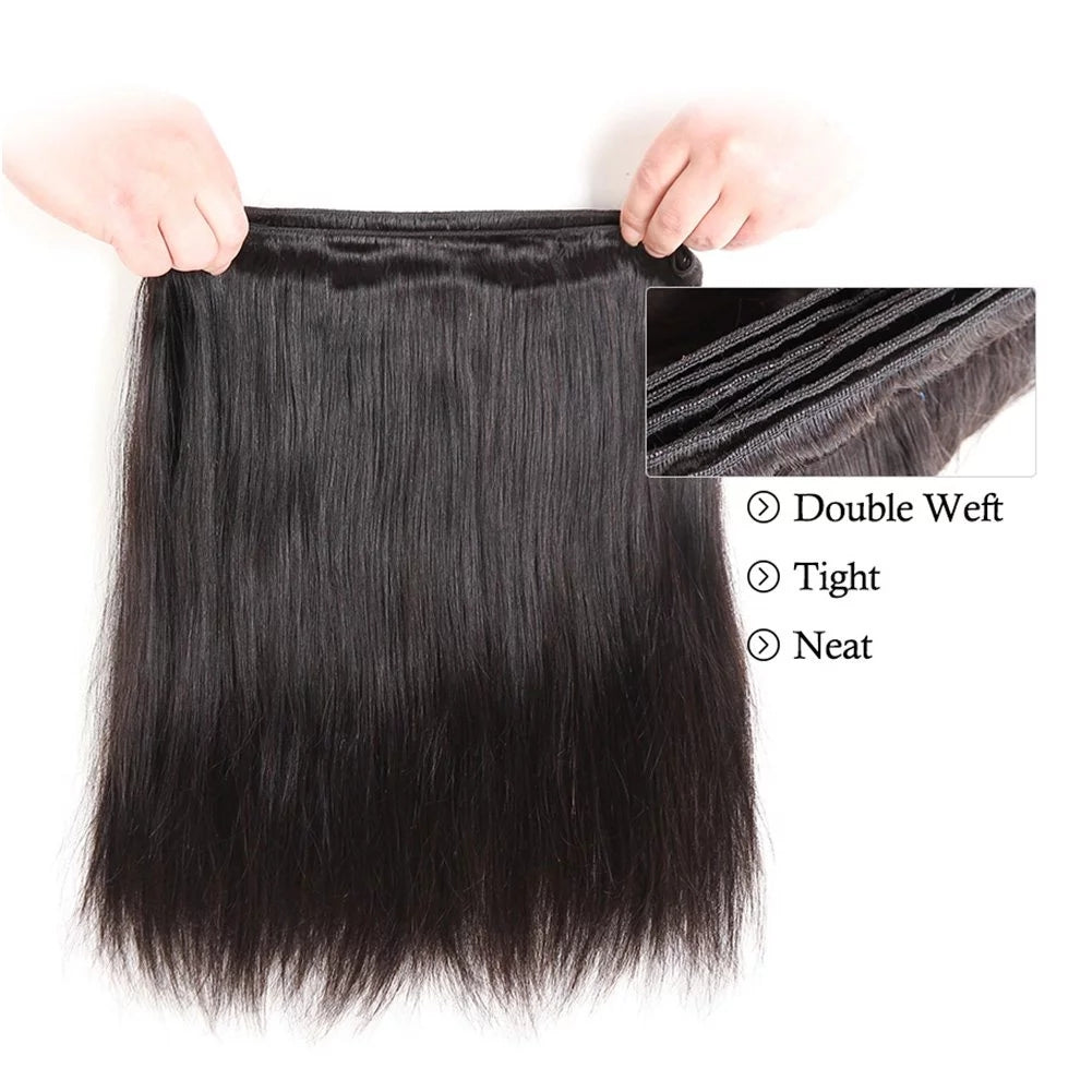 Amanda Peruvian Straight Hair 4 Bundles With 4*4 Lace Closure 9A Grade 100% Unprocessed Human Hair Hot Item