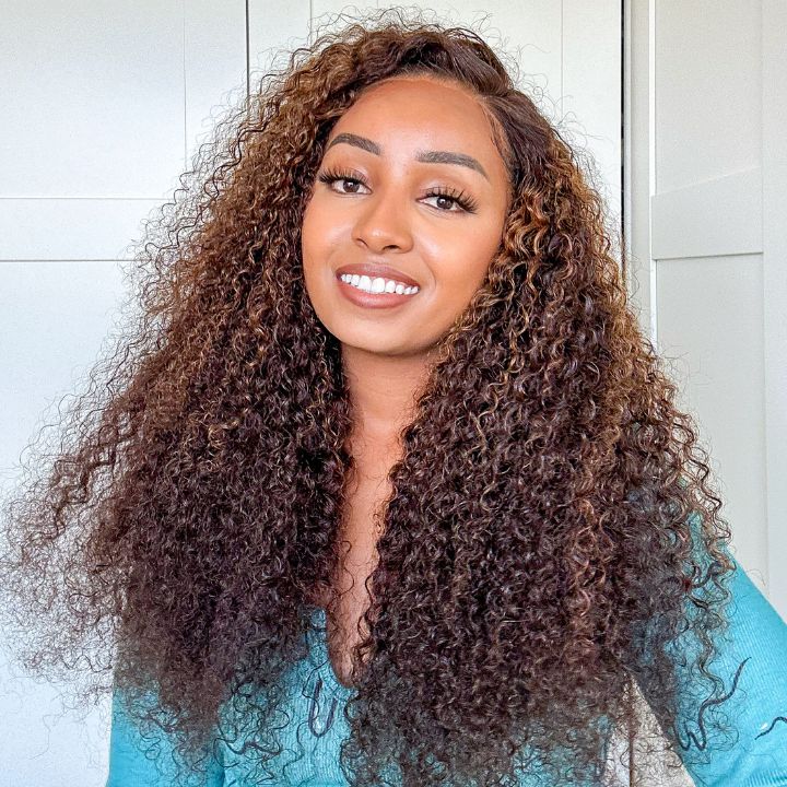 FLASH SALE $99: Highlight Blonde Glueless Curly 13*4 HD Transparent Lace Wigs-Amanda Hair