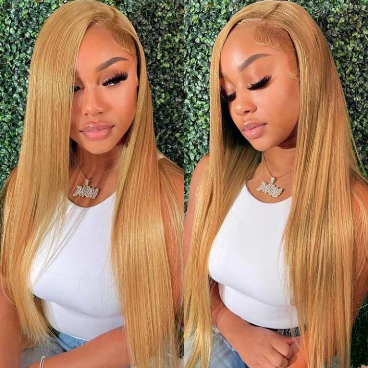 Colorful Straight Lace Frontal Transaparent Wigs Transparent HD Lace Wigs Pre-plucked with Baby Hair