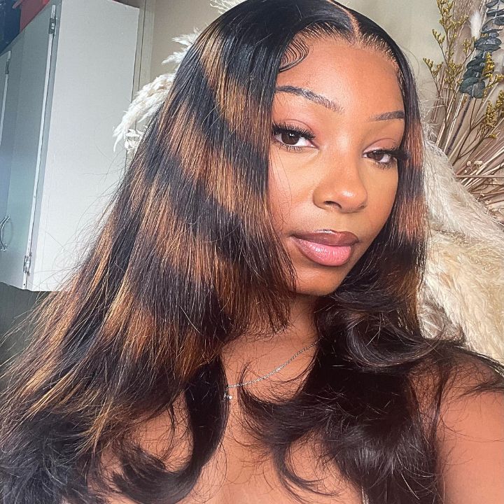 Tiger Print Hottest Long Highlight Brown Zebra Stripe Straight Human Hair Glueless Lace Front Wigs Patches Color Wig- Amanda Hair