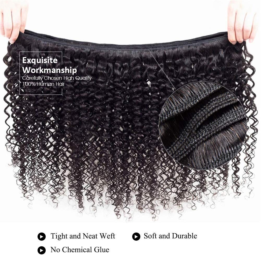 Amanda Peruvian Hair Kinky Curly 4 Bundles With 4*4 Lace Closure 10A Grade 100% Remi Human Hair Soft Shiny Wave Hair
