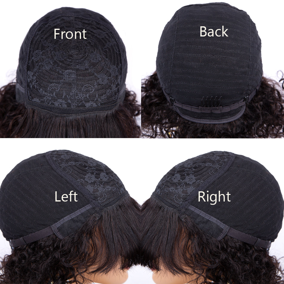 Long Curly Human Hair Wigs With Bangs-Amanda Hair