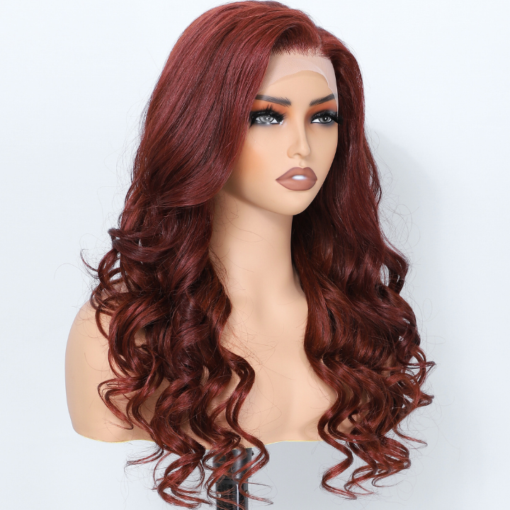 Human Hair Reddish Brown Loose Wave 13x4/7x5 HD Lace Front Wig-Amanda Hair