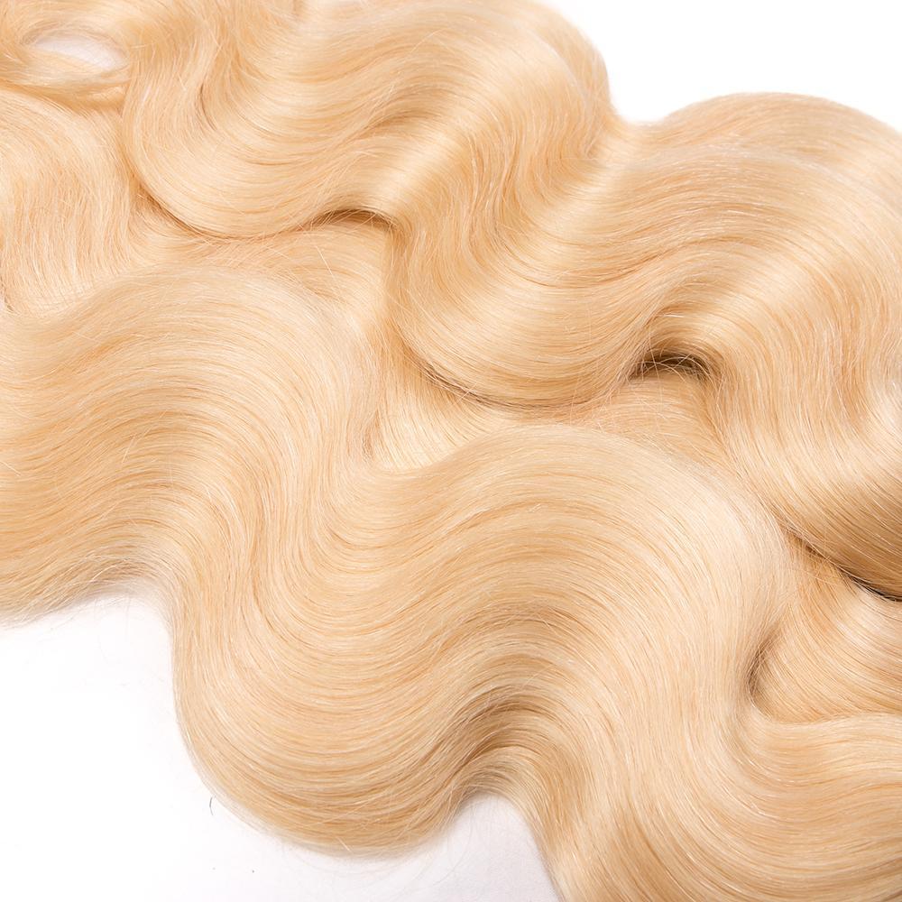 613 Golden Colored 3 Bundles With 4x4 Lace Closure Body Wave 100% Human Hair - Amanda Hair