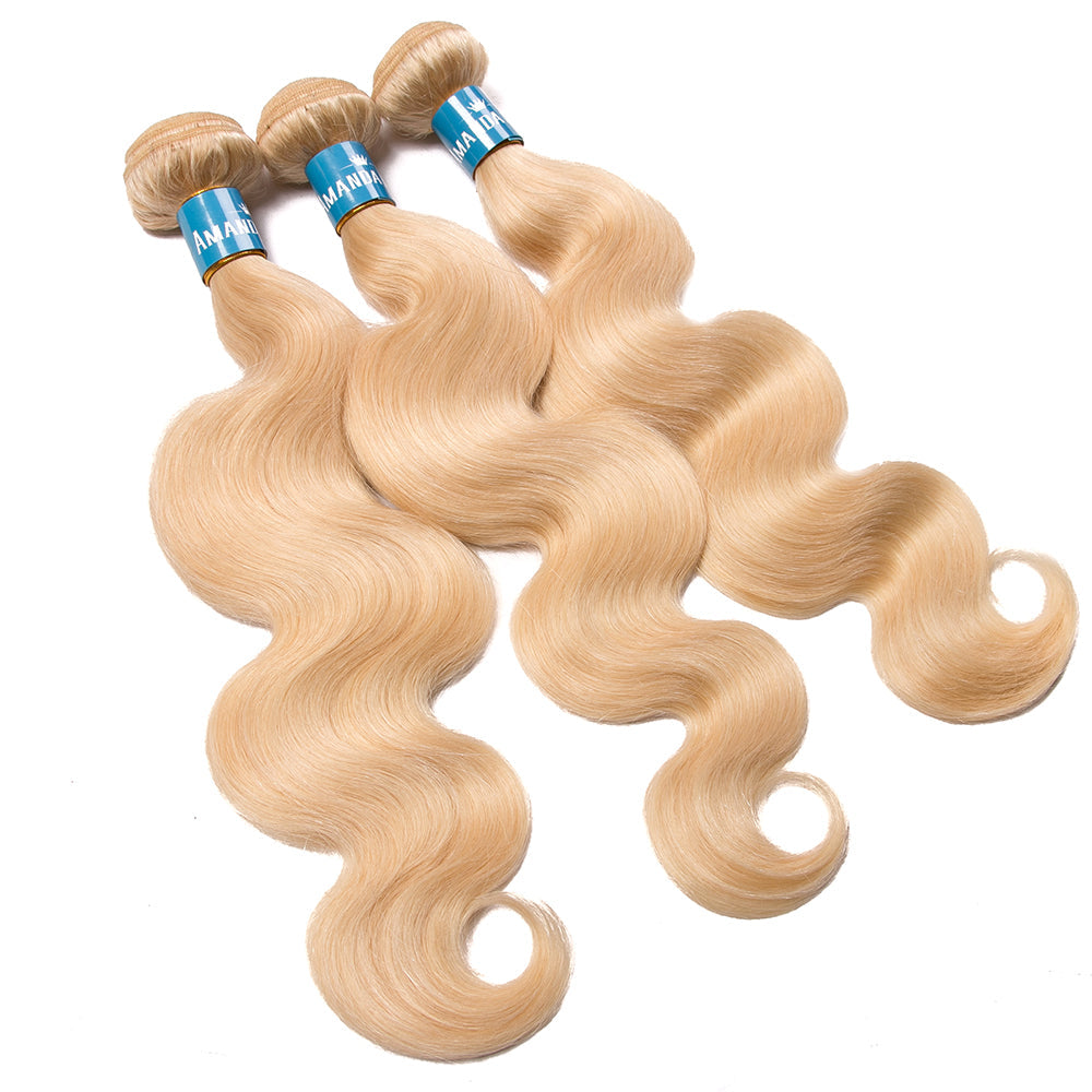 Amanda Body Wave 613# Blond Color 100% Human Hair Weave 3 Bundles