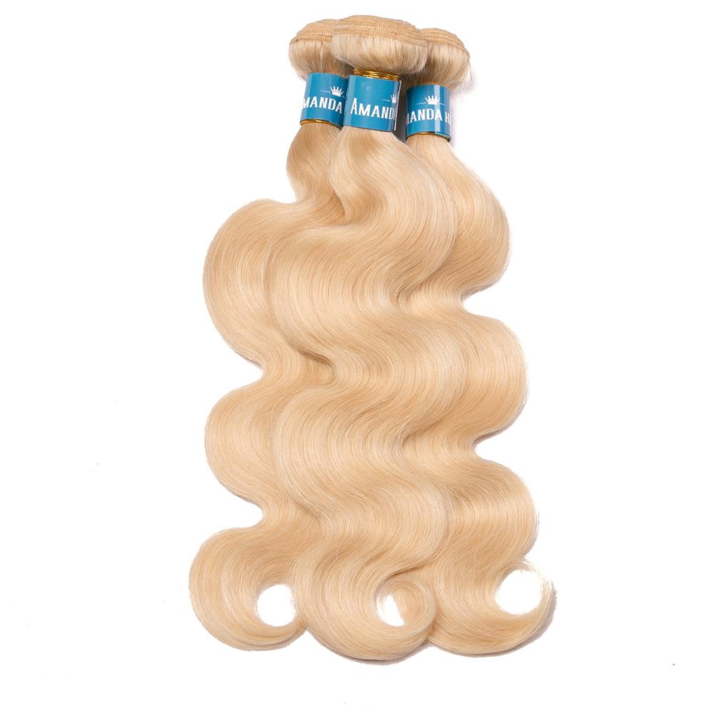 Amanda Body Wave 613# Blond Color 100% Human Hair Weave 3 Bundles