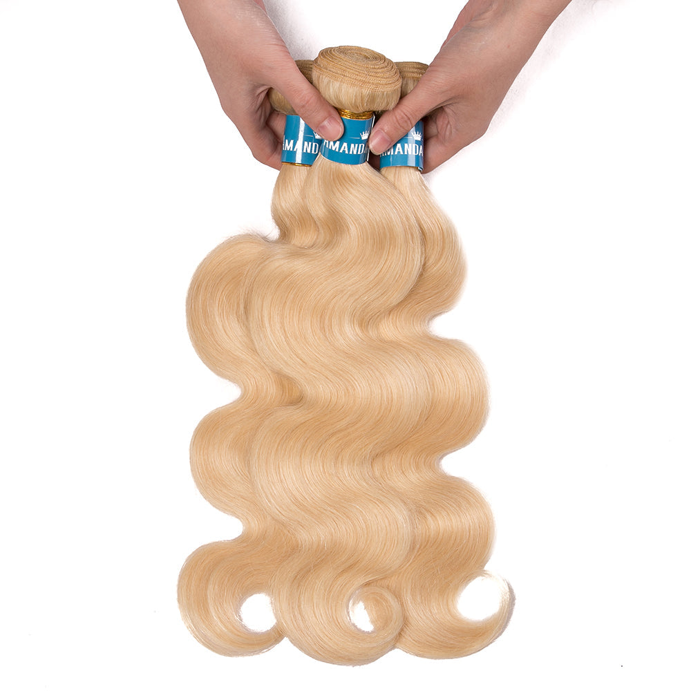 613# Blond Color Body Wave Hair Weave 4 Bundles 100% Human Hair - Amanda Hair