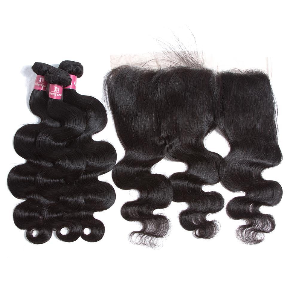 Amanda Hair Malaysian Body Wave 4 Bundles With 13*4 Lace Frontal 10A Grade 100% Human Remy Hair