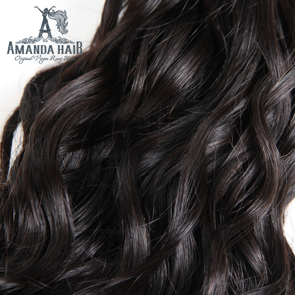 Brazilian Water Wave Hair 3 Bundles With 4*4 Lace Closure 9A Grade 100% Unprocessed Human Hair - Amanda Hair