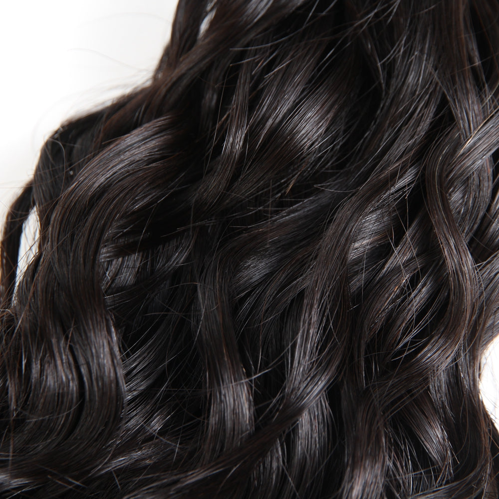 Amanda Mongolian Hair Water Wave 3 Bundles With 13*4 Lace Frontal 9A Grade 100% Unprocessed Human Hair