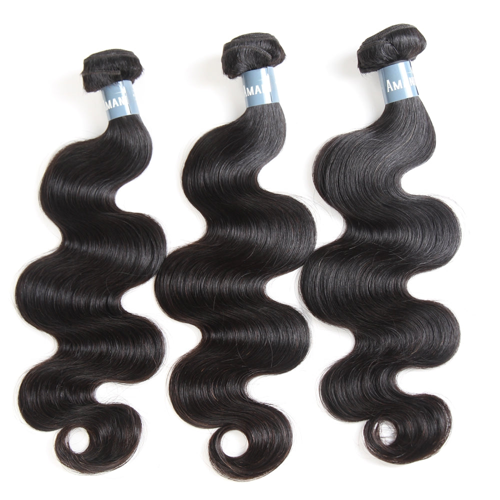 Amanda Indian Hair Body Wave 3 Bundles With 13*4 Lace Frontal 100% Unprocessed Human Hair