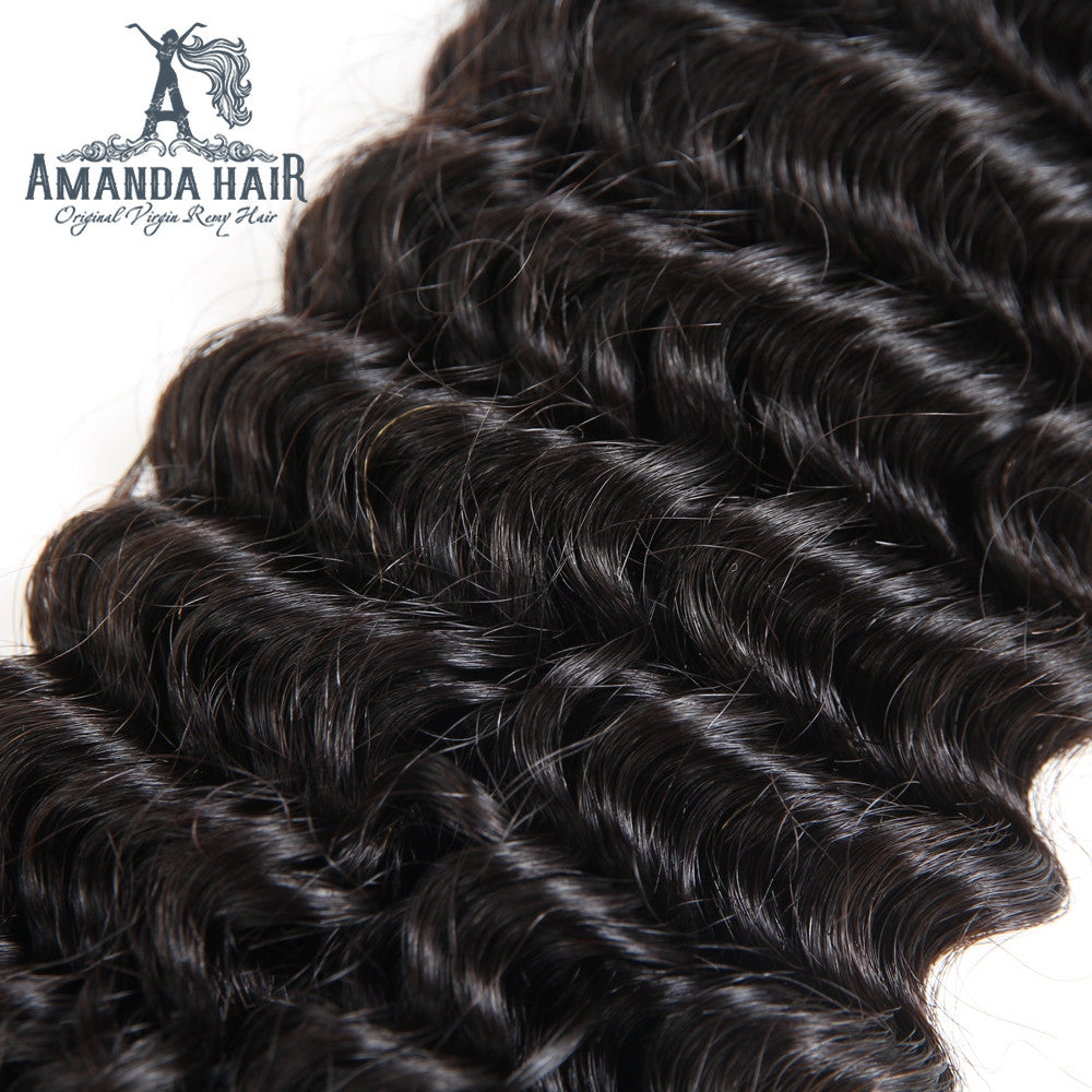 Amanda Mongolian Hair Kinky Curly 3 Bundles With 4*4 Lace Closure 9A Grade 100% Unprocessed Human Hair Christmas Hot Item