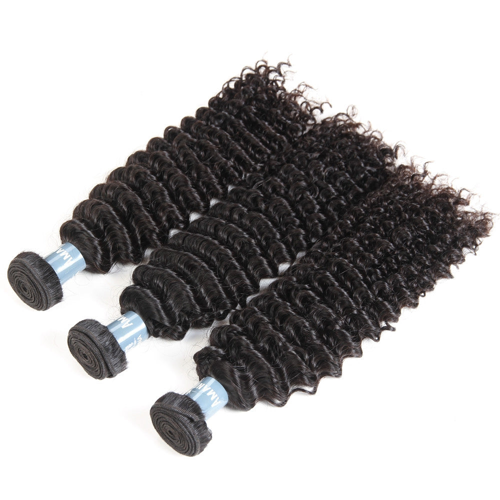 Amanda Mongolian Hair Kinky Curly 3 Bundles With 4*4 Lace Closure 9A Grade 100% Unprocessed Human Hair Christmas Hot Item