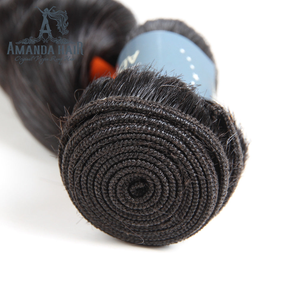 Amanda Peruvian Hair Loose Wave 3 Bundles With 4*4 Lace Closure 9A Grade 100% Unprocessed Human Hair