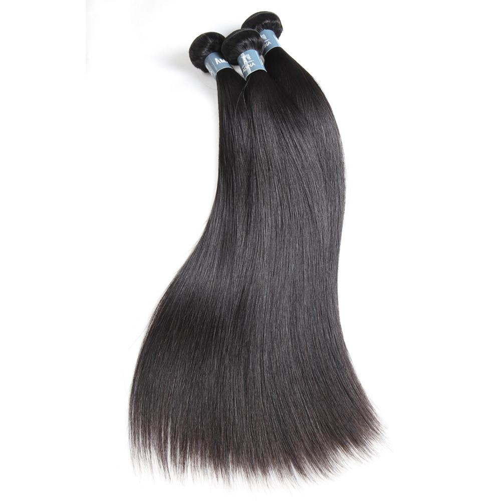 Brazilian Straight Hair 1/3 Bundles With 4*4 Lace Closure 9A Grade 100% Unprocessed Human Hair No Tangles Flash Sale