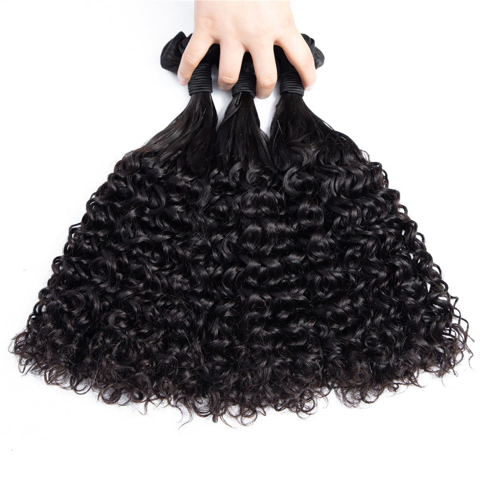 Human Hair Bundles High Quality Good Thickness Fumi Hair Deep Wave Curly Super Double Drawn Hair Virgin Human Hair Bundles - Amanda Hair