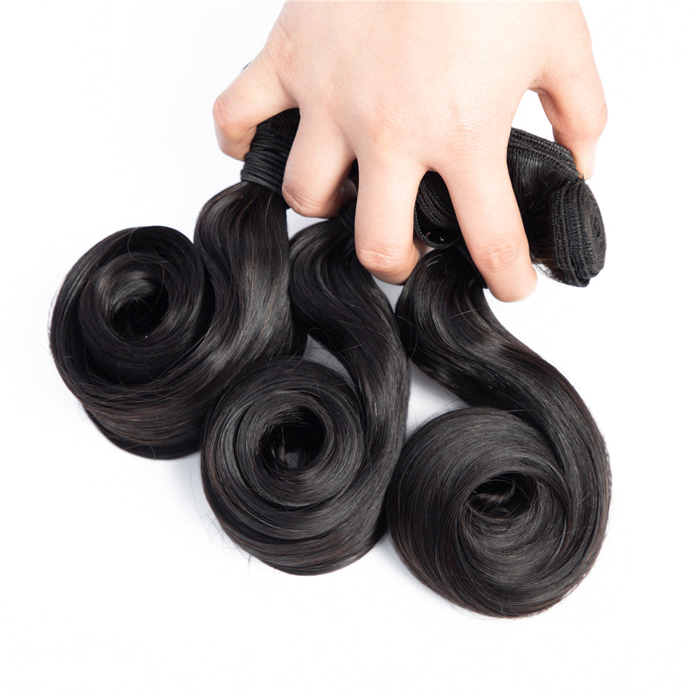 Human Hair Bundles High Quality Good Thickness Fumi Hair Egg Curl Super Double Drawn Hair Virgin Human Hair Bundles - Amanda Hair