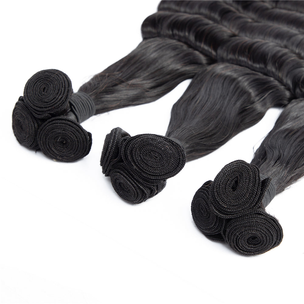 Human Hair Bundles High Quality Good Thickness Fumi Hair Half Ocean Wave Super Double Drawn Hair Virgin Human Hair Bundles - Amanda Hair