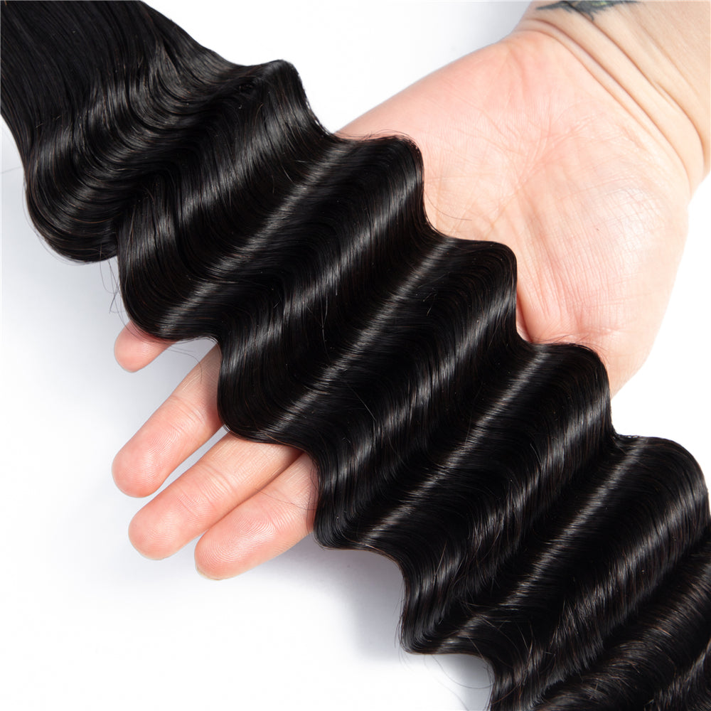 Human Hair Bundles High Quality Good Thickness Fumi Hair Half Ocean Wave Super Double Drawn Hair Virgin Human Hair Bundles - Amanda Hair
