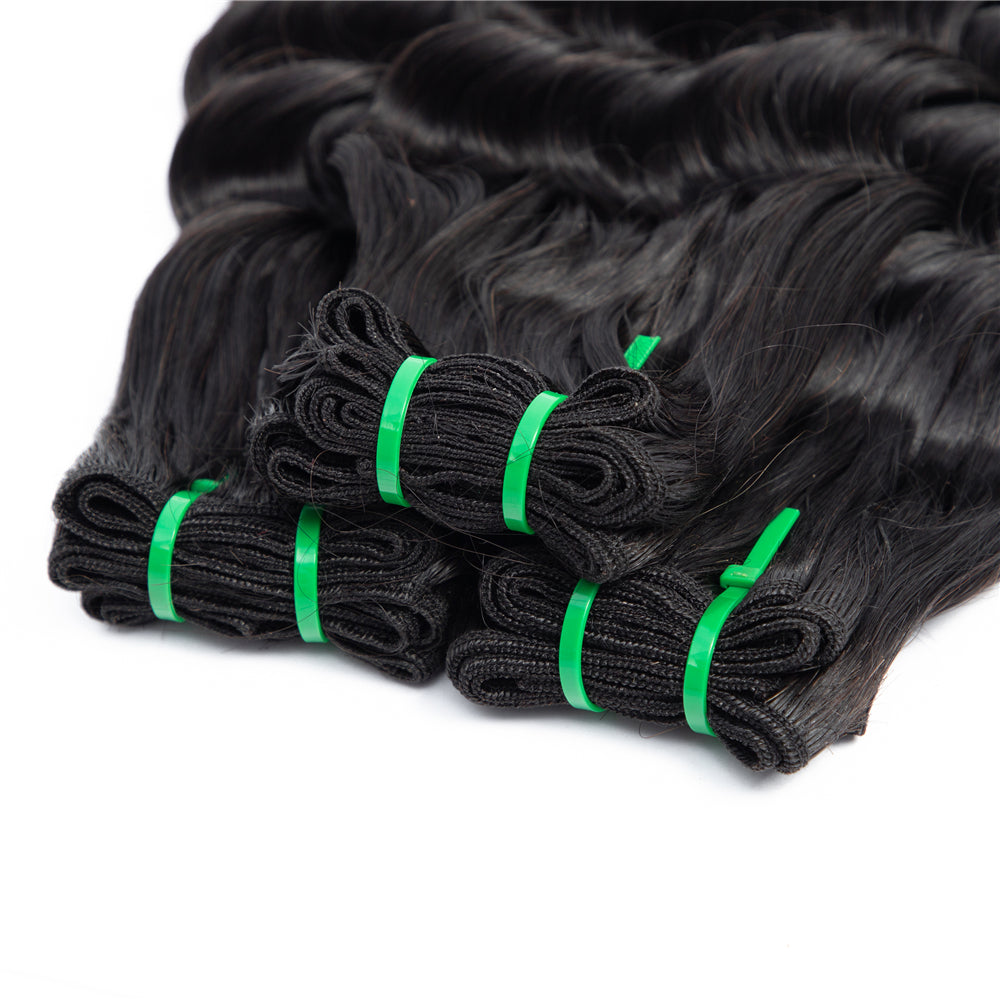 Human Hair Bundles High Quality Good Thickness Fumi Hair Ocean Wave Curly Super Double Drawn Hair Virgin Human Hair Bundles - Amanda Hair