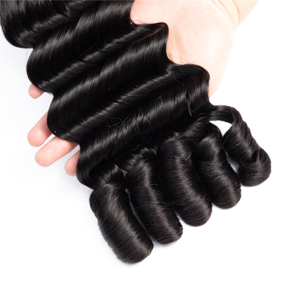 Human Hair Bundles High Quality Good Thickness Fumi Hair Ocean Wave Curly Super Double Drawn Hair Virgin Human Hair Bundles - Amanda Hair
